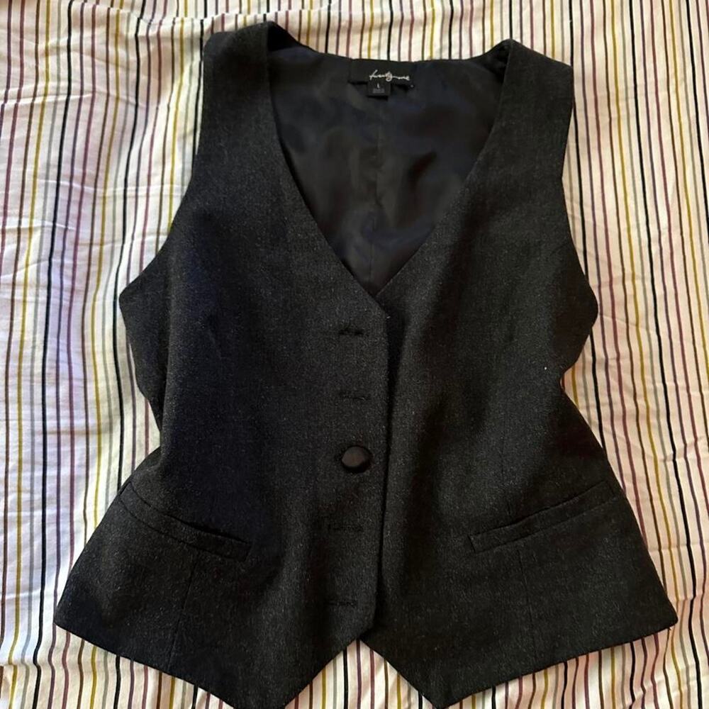 Archival Vintage Y2K Forever 21 Charcoal Tailored Suit Vest Large